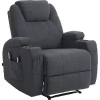 BellaFurn Fauteuil relax de luxe avec fonction massage - Fauteuil confortable avec fonction chauffage et porte-boisson. Matériau : tissu. Couleur : gris foncé