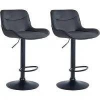 BellaFurn Ensemble de tabourets de bar en velours - Tabouret haut - Assise confortable et réglable avec fonction rotation 360° | Couleur : noir | Couleur de base : noir