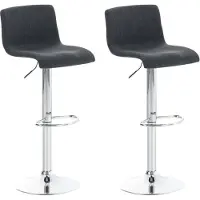 BellaFurn set de 2 tabourets de bar en tissu - chaises de bistrot - ergonomiques et confortables | Couleur : gris foncé, couleur de base : chrome