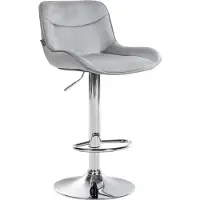 BellaFurn Chaise de bar réglable en velours - tabouret - pivotant à 360°, grand confort | Couleur : gris | Couleur de base : chrome