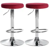 BellaFurn set de 2 tabourets de bar - tabouret de cuisine - rembourrage en velours, confort réglable | Couleur : rouge | Matériau base : métal aspect chrome