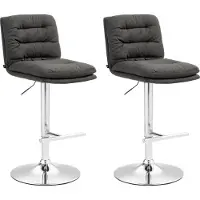 BellaFurn set de 2 tabourets de bar - Tabouret de banc - Grand confort d'assise | Couleur : gris foncé, Couleur de base : chrome