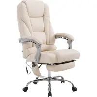 BellaFurn Chaise de bureau avec massage - chaise ergonomique, relaxation, cuir de construction de haute qualité | Couleur : crème