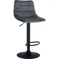 BellaFurn Tabouret de bar réglable en velours - tabouret élégant - confort de rotation à 360° | Couleur : gris foncé, couleur de base : noir