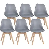 BellaFurn lot de 6 chaises de salle à manger - Chaises confortables - Assise ergonomique et facile, bois de qualité | Couleur : Gris