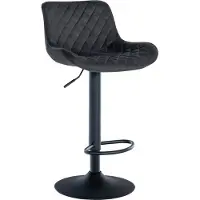 BellaFurn Tabouret de bar avec dossier - tabouret haut - pivotant et réglable à 360° | Couleur : noir | Matériau : mou
