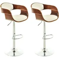 BellaFurn lot de 2 chaises en similicuir - Tabouret design - Réglable en continu pour un confort optimal | Couleur : Noyer/Blanc