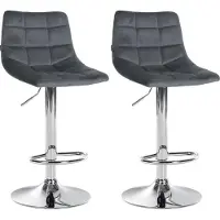 BellaFurn set de 2 tabourets de bar - tabouret de cuisine - Assise réglable pour un confort optimal | Couleur : gris foncé, couleur de base : chrome