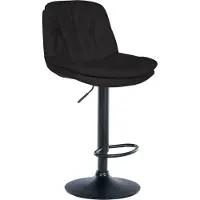 BellaFurn Tabouret de bar rembourré de tissu - chaise haute - confort réglable et pivotant | Couleur : noir | Matériau châssis : métal noir mat