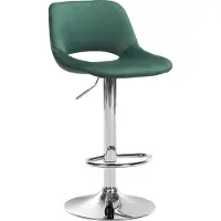 BellaFurn Tabouret de bar en velours - tabouret haut - réglable en hauteur et pivotant pour plus de confort | Couleur : vert | Matériau base : métal aspect chrome