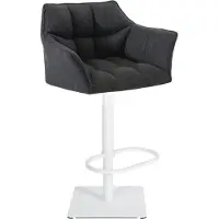 BellaFurn Tabouret de bar recouvert de tissu - tabouret de cuisine - hauteur réglable, pied en inox | Couleur : gris foncé, couleur de base : blanc