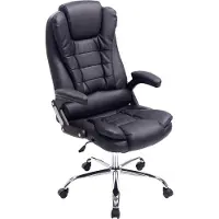 BellaFurn Chaise de bureau de luxe - chaise de bureau ergonomique - rembourrage en similicuir, hauteur d'assise réglable. Couleur : noir