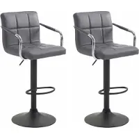 BellaFurn set de 2 tabourets de bar -Tabouret de bar -rotation 360°, confortable et facile d'entretien -similicuir | Couleur : gris | Couleur de base : noir