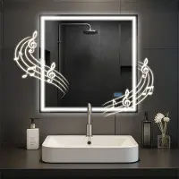 BellaFurn Miroir de salle de bain avec haut-parleur Bluetooth, miroir mural, anti-condensation et éclairage LED à intensité variable