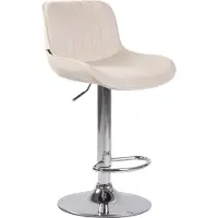 BellaFurn Tabouret de bar velours - Design moderne - Réglable en hauteur et pivotant à 360° | Couleur : crème | Couleur de base : chrome