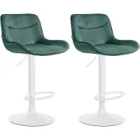 BellaFurn Ensemble de tabourets de bar en velours - Tabouret haut - Assise confortable et réglable avec fonction rotation 360° | Couleur : vert | Couleur de base : blanc