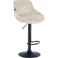 BellaFurn Tabouret de bar en velours - Tabouret élégant - Assise pivotante à 360° avec lift à gaz et repose-pieds | Couleur : crème | Couleur de base : noir