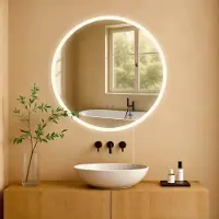 BellaFurn Miroir rond à LED - miroir mural - fonction anti-condensation, vision parfaitement claire