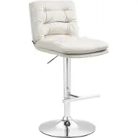 BellaFurn Tabouret de bar avec tabouret en velours - Tabouret élégant - Assise très confortable et hauteur réglable Couleur : Crème | Couleur de base : chrome