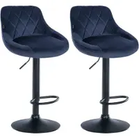 BellaFurn set de 2 tabourets de bar en velours - tabouret de bar - hauteur réglable | couleur : bleu | couleur de base : noir
