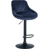 BellaFurn Tabouret de bar en velours - Tabouret élégant - Assise pivotante à 360° avec lift à gaz et repose-pieds | Couleur : bleu | Couleur de base : noir