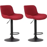 BellaFurn lot de 2 tabourets de bar - tabouret haut - Hauteur d'assise confortable et réglable 60-82 cm, tissu | Couleur : rouge | Couleur de base : noir