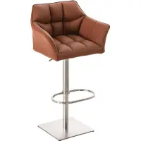 BellaFurn Tabouret de bar moderne - Chaise élégante - pivotant à 360° et réglable | Couleur : brun clair | Couleur de base : inox