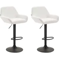 BellaFurn lot de 2 tabourets de bar - sièges en similicuir - confort de rotation à 360° | Couleur : blanc | Couleur de base : noir