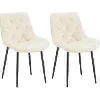 BellaFurn ensemble de 2 chaises de salle à manger Velvet - Chaises de cuisine - Grand confort d'assise | Couleur : Crème