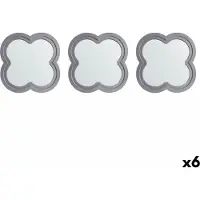 Gift Decor Set ofMiroir Fleur Argent Polypropylène 78 x 26 x 2,5 cm (6 pièces)