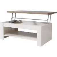 Freiraum Couchtisch >Duro< aufklappbar 76,3cm, Pinie weiss / Eiche - 110x45,2/67,3x65cm (B/H/T)