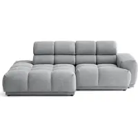 Lisa Design Matera - canapé d'angle gauche 4 places avec têtières réglables en tissu texturé , Gris