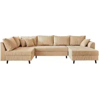 Best Mobilier Lisa Design Rune - canapé panoramique d'angle gauche - 7 places - en velours côtelé , Beige