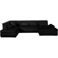 Best Mobilier Vermont - canapé panoramique d'angle gauche - 7 places - XXL - en velours , Noir