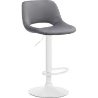 BellaFurn Tabouret de bar en velours - tabouret haut - réglable en hauteur et pivotant pour plus de confort | Couleur : gris foncé, base du matériau : métal blanc mat
