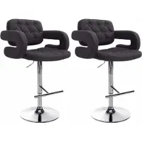 BellaFurn set de 2 tabourets de bar rembourrés en tissu - béquilles - hauteur réglable | Couleur : noir