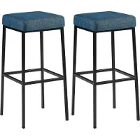 BellaFurn set de 2 tabourets de bar - chaises hautes - pieds métalliques stables | Couleur : bleu | Couleur de base : noir