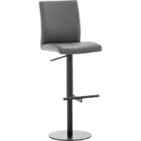 BellaFurn Tabouret de bar réglable - Tabouret - Assise confortable avec repose-pieds, design pivotant à 360° | Couleur de base : noir | Couleur : gris