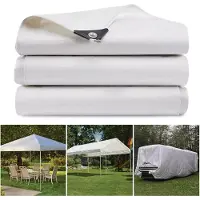Topchances Bâche imperméable pour l'extérieur, 180 g/m² PE bâche de protection avec oeillets pour meubles de jardin,voiture,terrasses,piscines,blanc,3mx5m