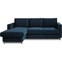 Lisa Design Jake - canapé d'angle gauche - convertible avec coffre - 4 places - en velours côtelé , Bleu Ardoise