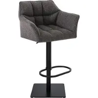 BellaFurn Tabouret de bar en tissu - tabouret de cuisine - hauteur réglable, pied en inox | Couleur : TitanGrijs | Couleur de base : noir