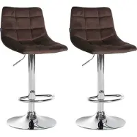 BellaFurn set de 2 tabourets de bar - tabouret de cuisine - Assise réglable pour un confort optimal | Couleur : brun | Couleur de base : chrome