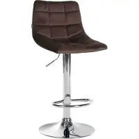 BellaFurn Tabouret de bar réglable en velours - tabouret élégant - confort de rotation à 360° | Couleur : brun | Couleur de base : chrome