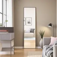 ProximaX Miroir de maquillage rectangulaire en verre trempé, cadre en aluminium noir, 1400x400 mm, design moderne élégant pour chambre ou salle de bain