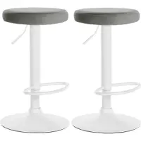 BellaFurn set de 2 tabourets de bar - tabouret de cuisine - rembourrage en velours, confort réglable | Couleur : gris | Base du matériel : métal blanc mat