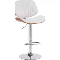 BellaFurn Tabouret de bar rembourré de tissu - structure en bois - hauteur réglable à 360°, design pivotant | Couleur : noyer/crème | Couleur de base : chrome
