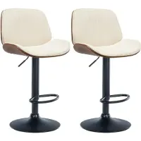 BellaFurn ensemble de 2 tabourets de bar - tabouret en similicuir, hauteur réglable, design intemporel | Couleur : noyer/crème