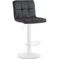 BellaFurn Tabouret de bar en velours - tabouret confortable - réglable et pivotant pour une assise facile ultime | Couleur : noir | Couleur de base : blanc