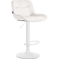 BellaFurn Chaise de bar réglable en velours - tabouret - pivotant à 360°, grand confort | Couleur : crème | Couleur de base : blanc