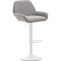 BellaFurn Tabouret de bar en tissu - Tabouret d'assise - Dossier laqué - Réglable en hauteur | Couleur : gris | Couleur de base : blanc